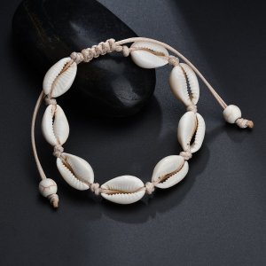 Handmade Natural Seashell Knit Bracelet Simple Shell Bracelets For Woman Beach Jewelry  (KB8173)