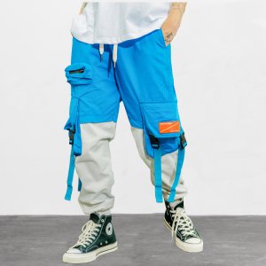 Harajuku 2019 Color Block Patchwork Male Loose Trousers Mens Casual Jogger Pencil Pants Streetwear Sweatpants