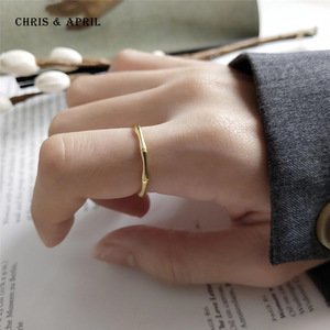 High quality 925 sterling silver gold simple adjustable rings