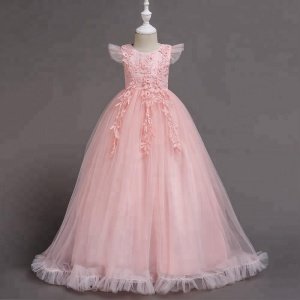 High quality children pink  wedding dress  Latest dress designs  flower dress for 10 years old    evening gown for  prom party