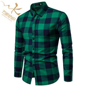 high quality new pattern polyester cotton fabric long sleeve men shirt with best price