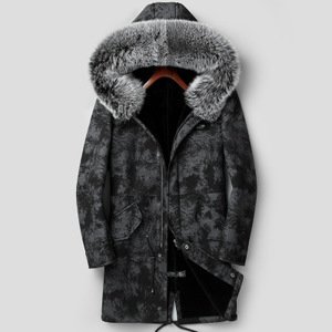 High quality real fur jacket men's winter sheep fur fox fur parka