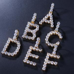 HipHop Men and Women Simple Zircon Bling Bling Letters Pendant 26 Letter  Free Match Necklace