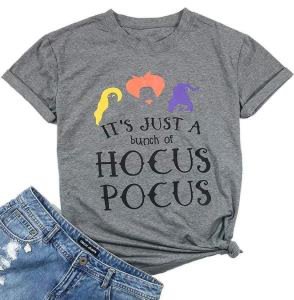 Hocus Pocus Shirt Funny Easy Halloween Costume T-shirt Womens Graphic Letter Tee