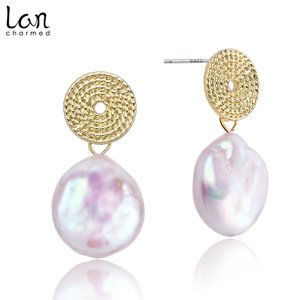 Hot Sale 14K Gold Pearl Earrings Jewelry for Women Drop Baroque Pearl Earrings