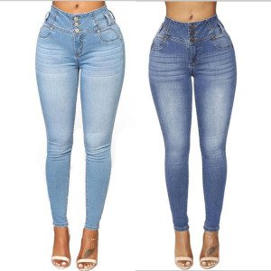 Hot sale denim high waist skinny plus size colombia jeans for womens