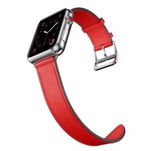 Hot Sale Her gift for Christmas Red Color Apple Watch Genuine Leather iWatch Band Stainless Steel Buckle Watch Bands