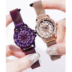 Hot Sale Mesh Belt Rotate Dial Novel Popular Women Watches Magnet Buckle Fashion Casual Female Wrist Watch New YW15