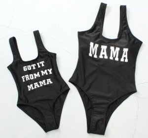 Hot Sale Mom and Kids Swimwear Letter One Piece Swimming Costume Fashion Wholesale Bathing Suit For Ladies and Girls