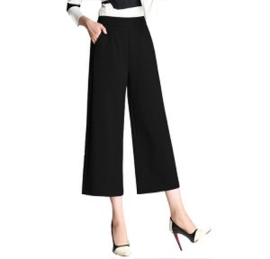 Hot sale OEM service women wide leg pants loose elastic waist linen fabric women's casual pants trousers