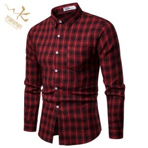 hot sale polyester cotton plus size camisas masculinas plaid men shirt long sleeve design for men