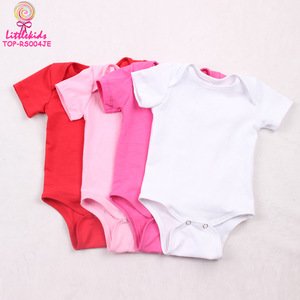 Hot sale USA baby apparel summer short sleeve newborn onesie blank baby creep bodysuit snaps for diaper cover change