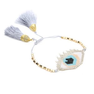 Hot Selling Black Blue Eyes Tassel Men Women Bead Bracelet 2019 Fashion  Miyuki  Jewelry Smart Femme Bracelets
