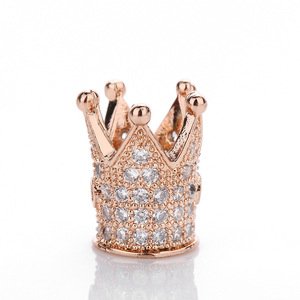 Hot Selling Fashion Jewelry Cubic Zircon Pave Crown Shape Charms for Making Bracelets
