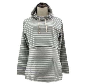 Hot selling women striped hooded maternity breastfeeding clothing