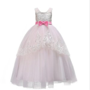 HYC143  Lovely Lace Appliques Beaded Flower Girl Dresses Kids Evening Gowns For Wedding First Communion Dresses vestido