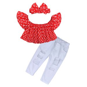 Ins Hot Selling  Fashion Toddler Clothing Cute Girl Outfit 3pcs Set Clothes In Bulk