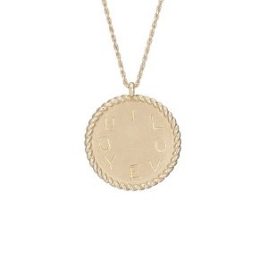 Italian costume jewelry 14K gold medallion disc pendant minimalist necklace