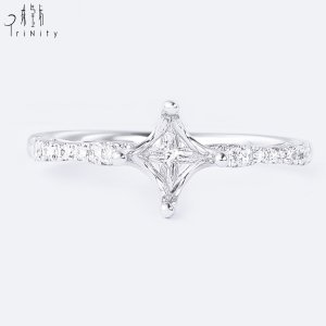 J01 Hot selling product fashion jewelry for women 1.00 carat 750 white gold semi mount solitaire diamond engagement ring