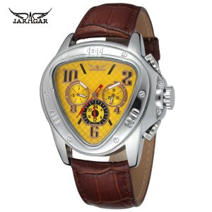 Jaragar Sport Racing Geometric Triangle mechanical Genuine Leather Strap Mens Watches Top Brand Luxury Automatic Wrist Watch