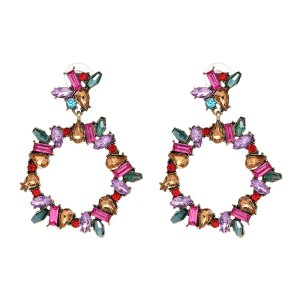 JuJia Stock  Korean Design Luxury Earrings Wholesale Geometric Crystal Hoop Earrings For Women