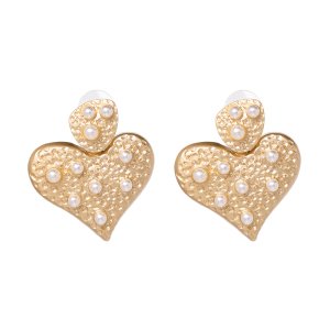 JuJia Stock New Fashion Women Golden heart shape Drop Statement Earrings