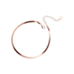 L101L Simple Rose-gold flat Snake chain Slap bracelet with barrel clasp by Moyu