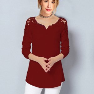 Lace Chiffon Blouse Women Long Sleeve V-Neck Casual Shirt Tops Elegant Office Ladies Blouses Blusa Mujer Plus Size coldker