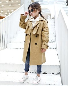 Latest design Autumn winter button up kids trench coat christmas classic trench  for kids