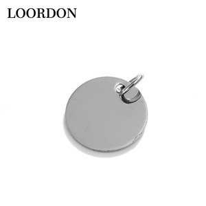 LOORDON Stock Wholesale High Quality Laser Engraving Customized Stainless Steel Silver Round Blank Dogtag Pendant