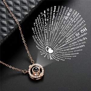 Love memory necklace 100 I love you language projection circle necklace