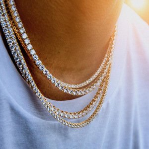 Luxury Men Women 18k Gold Tennis Necklace Bracelet Iced Out Lab Diamond , Link Chain Hip Hop Bracelet