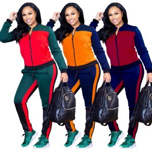 Make Your Own Polyester Patchwork Winter Two Piece Women Clothing Casual Sport Woman Sweat Suit