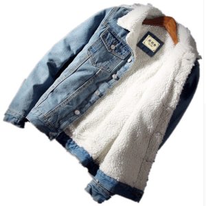 Men Jacket and Coat Trendy Warm Fleece Thick Denim Jacket 2019 Winter Fashion Mens Jean Jacket Outwear Male Cowboy