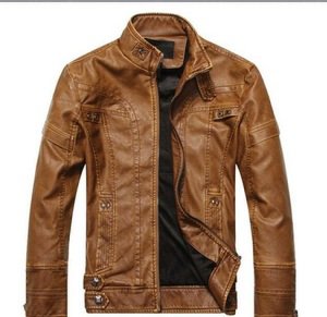 Men's leather motorcycle coats jackets washed leather coat