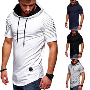 Mens Slim Fit Casual Hooded T-Shirt