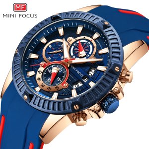 MINI FOCUS mens watches Multifunction 0244  quartz watch waterproof Silica gel man wristwatches Multifunction MF0244G