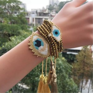 Miyuki Seed Beads Devil eye buddha hand heart crystal seed bads adjustable bracelets 3 pieces a pack handmade fashion jewelry