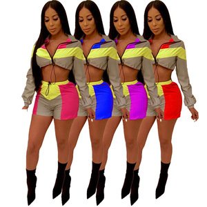MJ079 Reflective Two Piece Set Women Clothes Festival Crop Top And Biker Shorts Suit Sexy Club Outfits Tracksuit Matching Sets