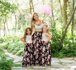 Mother and daughter loral Long maxi floral printed beach sleeveless vest dress casual matching clothes dress outfits summer