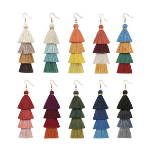 Multi-Color Retro Dangle Earrings Female European And American Handmade Multi-Layer Bohemian Tassel Earrings In Wholesale
