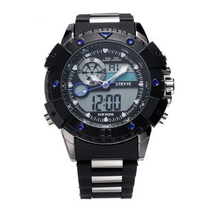 Multifunction Sports Watch Men Military Big Dial Stryve Brand Luxury Double Time Waterproof Dive Quartz Analog Digital Led Watch