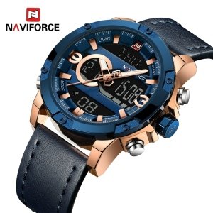 Naviforce 9097 Men's Quartz Digital Movement watch Sport Army Military LED Wristwatch