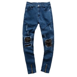 new arrived free shipping custom made logo cotton high quality mens biker jeans