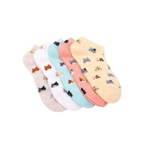 New breathable cats pattern literary boat socks Cotton girl ankle socks factory direct sales women's socks