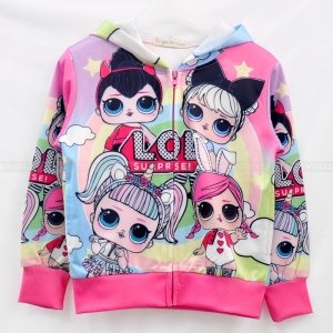 New design 2019 kids clothing printed polyester cartoon hoodie jacket for girl