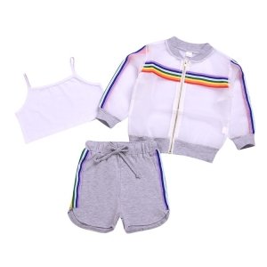 New design summer elastic tracksuit short sun protection toddler girls clothing sets