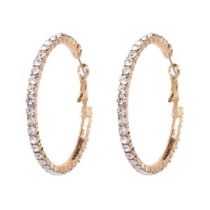 New Design Wholesale Crystal Big Round Large Gold Diamond Hoop Earrings For Women