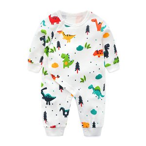 Newborn Clothing Baby Boy Girl Rompers Cartoon Dinosaur Print 100% Cotton Long Sleeve Infant pajamas