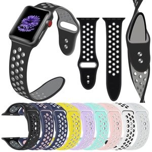 Newest Design Double Colors Sport Watch Silicone Bands Straps For Apple watch 38mm 42mm For iWatch